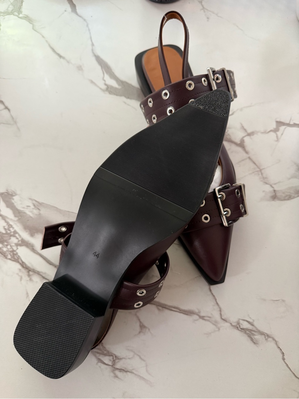 & Other Stories Pointed Slingback Buckle Flats in Burgundy